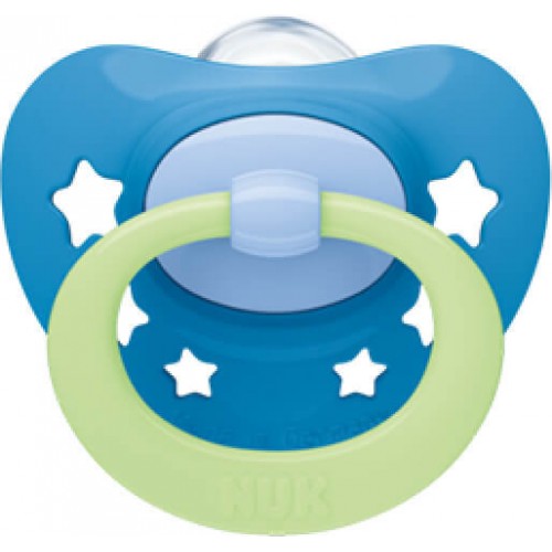 NUK Signature Night Silicone Pacifier 0-6M, 1Pc With Case 10730653 4008600385141