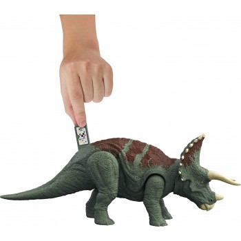 Mattel Jurassic World Νέοι Δεινόσαυροι με κινούμενα μέλη, λειτουργία επίθεσης & ήχους Triceratops HDX17 / HDX34 194735034086