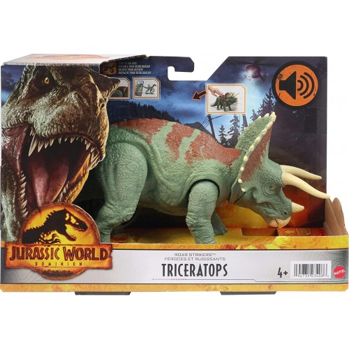 Mattel Jurassic World Νέοι Δεινόσαυροι με κινούμενα μέλη, λειτουργία επίθεσης & ήχους Triceratops HDX17 / HDX34 194735034086