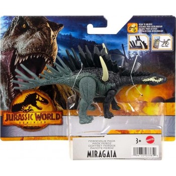 Mattel Jurassic World Dominion - Dinosaur Fierce Animals Miragaia - 18Cm Articulated Dinosaur Novelty Pack Bestial - Dinosaur To