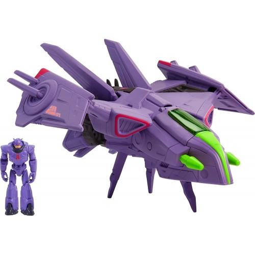 Mattel Disney Buzz Lightyear Spaceship Vehicle, Hyperspeed Series Zurg Fighter Jet 9 Inches With Mini Zurg Figure, 4 Years And U
