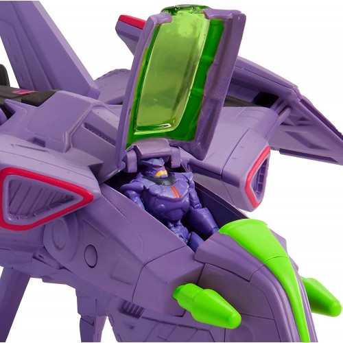 Mattel Disney Buzz Lightyear Spaceship Vehicle, Hyperspeed Series Zurg Fighter Jet 9 Inches With Mini Zurg Figure, 4 Years And U