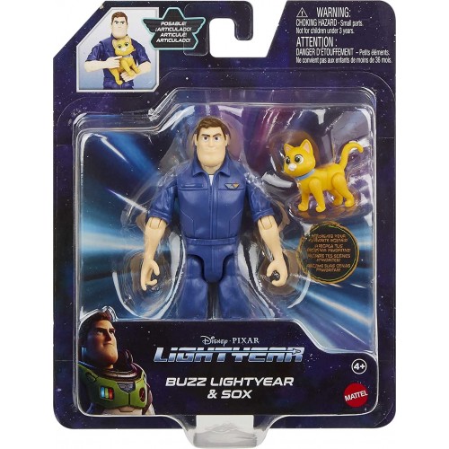 Mattel Disney Buzz Lightyear Space Action Figure Astronaut In Jumpsuit 5 Inch With Sox The Robot Cat HHJ78 / HHJ80 194735068845