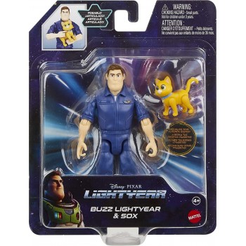 Mattel Disney Buzz Lightyear Space Action Figure Astronaut In Jumpsuit 5 Inch With Sox The Robot Cat, 4 Years And Up HHJ78 / HHJ