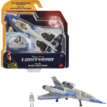 Mattel Disney Buzz Lightyear Spaceship Vehicle, Hyperspeed Series Xl-01 Space Jet 7 Inches And Mini Buzz Figure, 4 Years And Up 