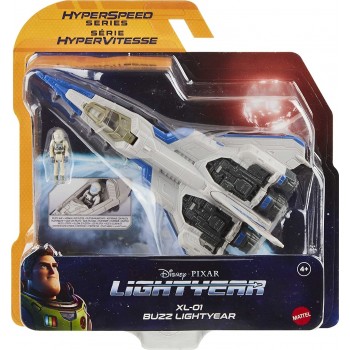 Mattel Disney Buzz Lightyear Spaceship Vehicle, Hyperspeed Series Xl-01 Space Jet 7 Inches And Mini Buzz Figure, 4 Years And Up 