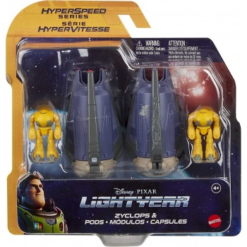 Mattel Disney Buzz Lightyear Spaceship Vehicle, Hyperspeed Series Zyclops Space Pod With Battle Damage And Figure, 4 Years And U