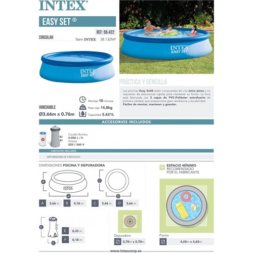 INTEX Easy Set 12Ft X 30In Pool With Filter Pump Blue 28132 6941057400143