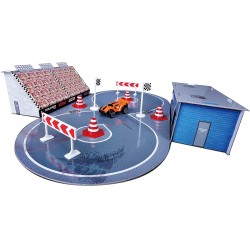 Maisto Built-N-Play Race Track Set: Cardboard Buildings, Accessories And 1 Fresh Metal Toy Car 512528 12520 / 3 090159125280