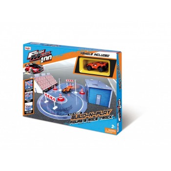 Maisto Built-N-Play Race Track Set: Cardboard Race Track Set Accessories And 1 Fresh Metal Toy Car 512528 12520 / 3 090159125280