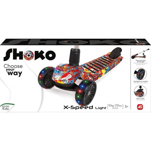 As company Shoko Παιδικό Πατίνι X-Speed Light Με 3 Ρόδες Και Led Φως Fantasy Σχέδιο Σε Λευκό Χρώμα Για 5+ 5004-50510 52030685051