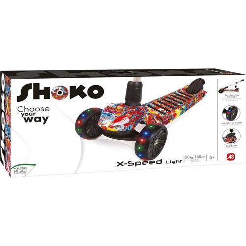 As company Shoko Παιδικό Πατίνι X-Speed Light Με 3 Ρόδες Και Led Φως Fantasy Σχέδιο Σε Λευκό Χρώμα Για 5+ 5004-50510 52030685051