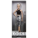 Mattel Barbie Signature Looks 08 Doll Tall, Blonde Pixie Cut Fully Posable Fashion Black Crop Top And Metallic Skirt HCB78 19473