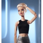 Mattel Barbie Signature Looks 08 Doll Tall, Blonde Pixie Cut Fully Posable Fashion Black Crop Top And Metallic Skirt HCB78 19473