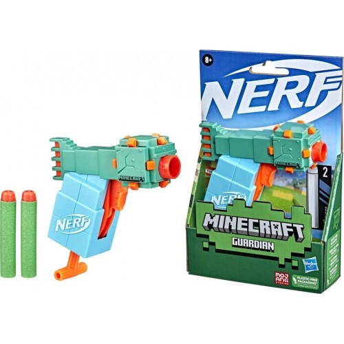 Hasbro Nerf Microshots Minecraft Guardian Mini Blaster, Minecraft Guardian Mob Design, Includes 2 Official Nerf Elite Darts F441