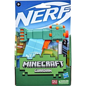 Hasbro Nerf Microshots Minecraft Guardian Mini Blaster, Minecraft Guardian Mob Design, Includes 2 Official Nerf Elite Darts F441