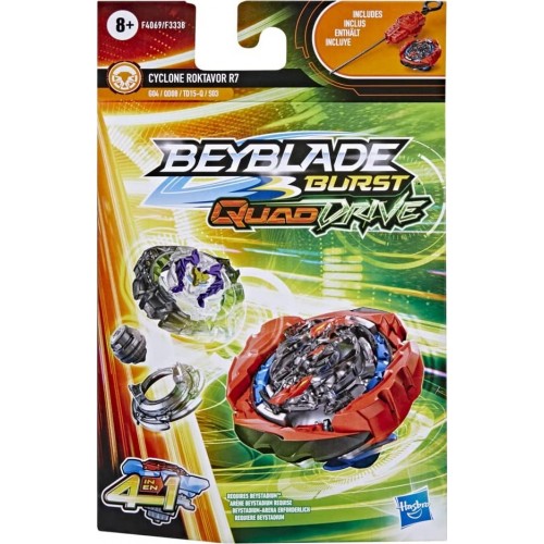 Hasbro Beyblade Burst Quaddrive, Starter Pack With Cyclone Roktavor R7 Spinning Top And Launcher F3338 / F4069 5010993936717