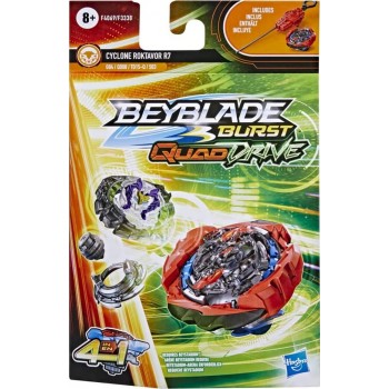 Hasbro Beyblade Burst Quaddrive, Starter Pack With Cyclone Roktavor R7 Spinning Top And Launcher F3338 / F4069 5010993936717