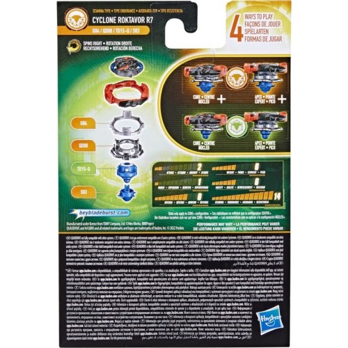 Hasbro Beyblade Burst Quaddrive, Starter Pack With Cyclone Roktavor R7 Spinning Top And Launcher F3338 / F4069 5010993936717
