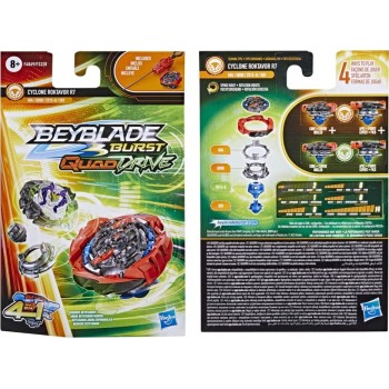 Hasbro Beyblade Burst Quaddrive, Starter Pack With Cyclone Roktavor R7 Spinning Top And Launcher F3338 / F4069 5010993936717