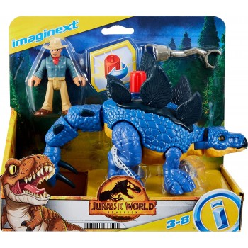 Mattel Imaginext Jurassic World Dominion Stegosaurus Dinosaur And Dr. Alan Grant, 3-Piece Poseable Figure GVV65 / GVV64 88796193