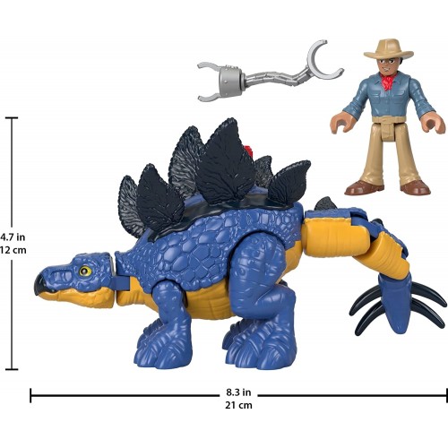 Mattel Imaginext Jurassic World Dominion Stegosaurus Dinosaur And Dr. Alan Grant, 3-Piece Poseable Figure GVV65 / GVV64 88796193