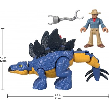 Mattel Imaginext Jurassic World Dominion Stegosaurus Dinosaur And Dr. Alan Grant, 3-Piece Poseable Figure GVV65 / GVV64 88796193