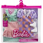 Mattel Barbie Fashions 2-Pack, 2 Outfits And Accessories: Polka Dot Blouse Gingham Skirt, Dress With Collar, Bracelet Boots GWF0