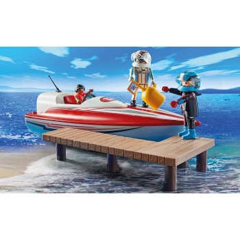 Playmobil Sports And Action Αγωνιστικό Ταχύπλοο Σκάφος Με Μοτέρ 70744 4008789707444