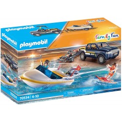 Playmobil Family Fun Pick-Up With Speedboat 70534 4008789705341