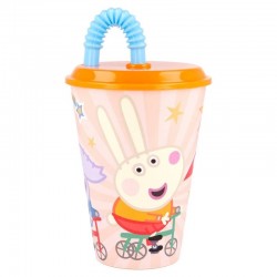 Stor Plastic Glass With Lid And Straw Peppa 430Ml B41230 8412497412303