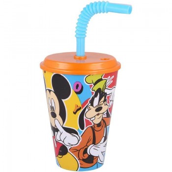 Group Operation Glass With Lid And Straw Mickey 430Ml B50130 8412497501304