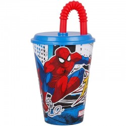 Group Operation Ποτηρι Με Καπάκι Και  Καλαμάκι Spiderman 430Ml B51330 8412497513307
