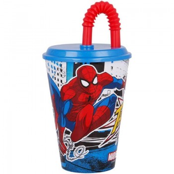 Group Operation Ποτηρι Με Καπάκι Και  Καλαμάκι Spiderman 430Ml B51330 8412497513307
