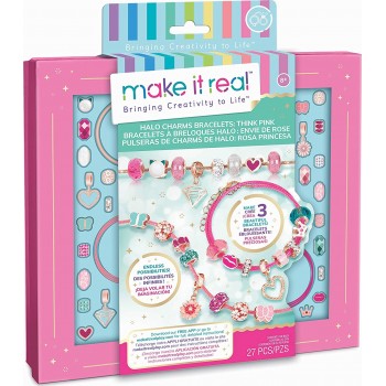 Make It Real Jewellery Making Sets For Children Halo Charms Bracelets Think Pink 1722 695929017224