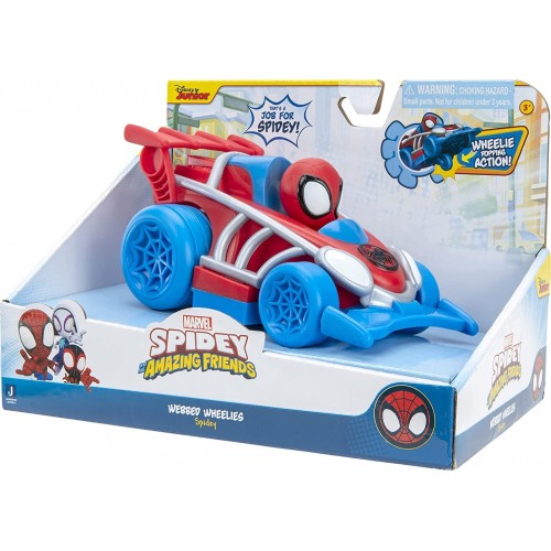 Jazwares Spidey And His Amazing Friends Webbed Wheelie Pull Back Vehicle Built Super Hero-Toys JWS00014-A / 1 191726398585