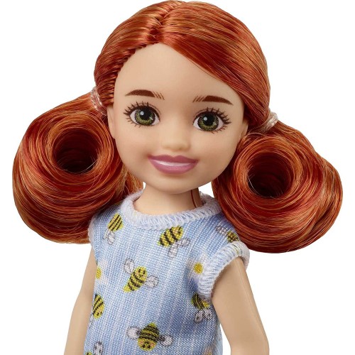 Mattel Τσελσι και Φιλες Barbie Chelsea Doll red Hair Wearing Bumblebee and Flower-print Dress and Blue Sandals DWJ33 / HGT04 194