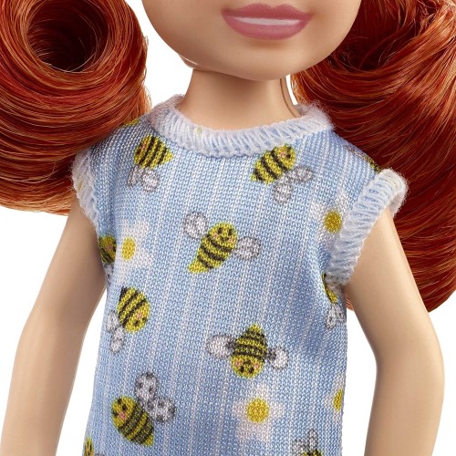 Mattel Τσελσι και Φιλες Barbie Chelsea Doll red Hair Wearing Bumblebee and Flower-print Dress and Blue Sandals DWJ33 / HGT04 194
