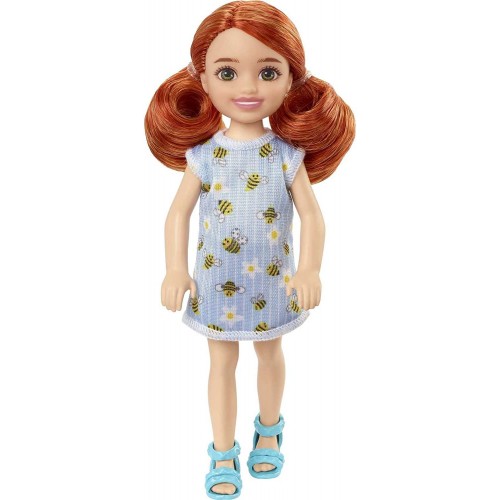 Mattel Τσελσι και Φιλες Barbie Chelsea Doll red Hair Wearing Bumblebee and Flower-print Dress and Blue Sandals DWJ33 / HGT04 194