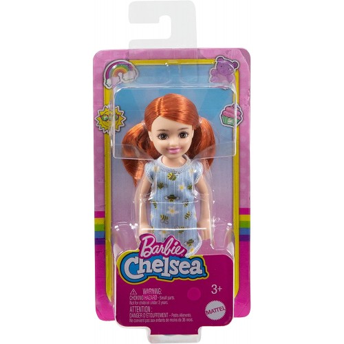 Mattel Τσελσι και Φιλες Barbie Chelsea Doll red Hair Wearing Bumblebee and Flower-print Dress and Blue Sandals DWJ33 / HGT04 194