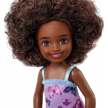 Mattel Τσελσι και Φιλες Barbie Chelsea Doll curly Brunette Hair Wearing Butterfly-print Dress and Pink Shoes DWJ33 / HGT03 19473