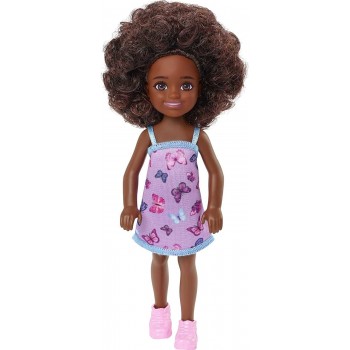 Mattel Τσελσι και Φιλες Barbie Chelsea Doll curly Brunette Hair Wearing Butterfly-print Dress and Pink Shoes DWJ33 / HGT03 19473