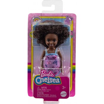 Mattel Barbie Chelsea Doll curly Brunette Hair Wearing Butterfly-print Dress and Pink Shoes DWJ33 / HGT03 194735056910