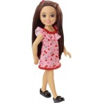 Mattel Τσελσι και Φιλες Barbie Chelsea Doll brunette Wearing Ruffled Cherry-print Dress and Black Shoes DWJ33 / HGT05 1947350568