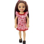 Mattel Barbie Chelsea Doll brunette Wearing Ruffled Cherry-print Dress and Black Shoes DWJ33 / HGT05 194735056859