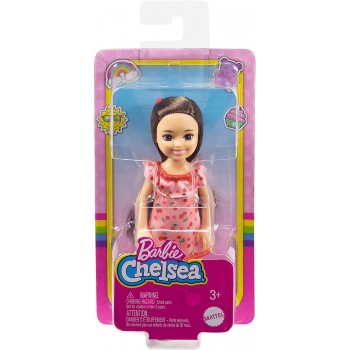 Mattel Τσελσι και Φιλες Barbie Chelsea Doll brunette Wearing Ruffled Cherry-print Dress and Black Shoes DWJ33 / HGT05 1947350568