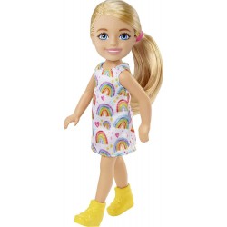 Mattel Barbie Chelsea Doll blonde Wearing Rainbow-print Dress and Yellow Shoes DWJ33 / HGT02 194735056903