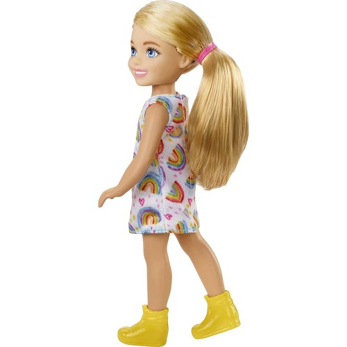 Mattel Τσελσι και Φιλες Barbie Chelsea Doll blonde Wearing Rainbow-print Dress and Yellow Shoes DWJ33 / HGT02 194735056903