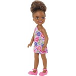 Mattel Τσελσι και Φιλες Barbie Chelsea Brunette Curly Hair One-Shoulder Flower-Print Dress And Pink Shoes DWJ33 / HGT07 19473505