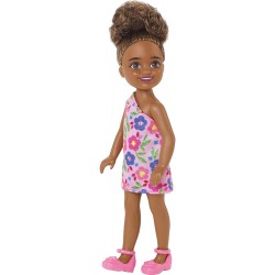 Mattel Τσελσι και Φιλες Barbie Chelsea Brunette Curly Hair One-Shoulder Flower-Print Dress And Pink Shoes DWJ33 / HGT07 19473505